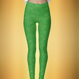 Feierliche, helle Grüne in winzigen Gold Flecks üb Leggings