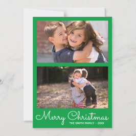 Feierliche, helle Grüne Zwei-Foto-Feiertage Magneteinladung