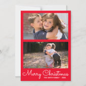 Feierliche Helle Rot 2 Foto Feiertage Collage Magneteinladung (Vorderseite)