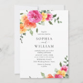 Feierliche, hellrosa Blume Orange Hochzeiten Einladung (Vorderseite)