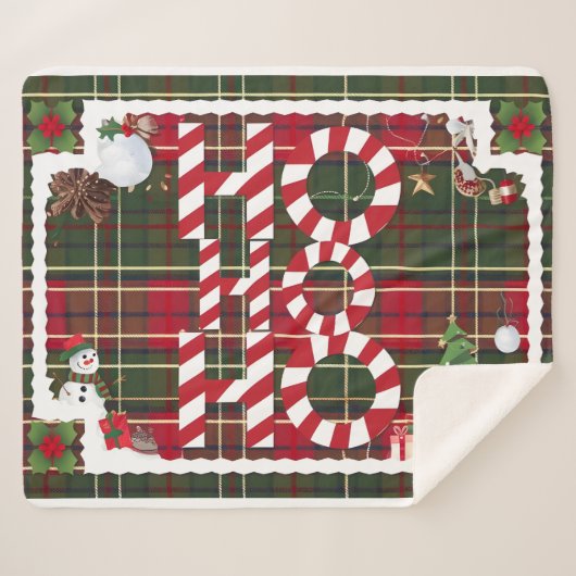 Feierliche "HO HO HO" Weihnachtsfeier Fleece & She Sherpadecke (Vorderseite (Horizontal))