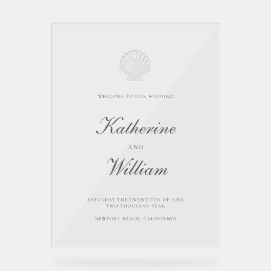 Feierliche Hochzeit bei der Muschel Nautic Coastal Acrylschild (Vorderseite)