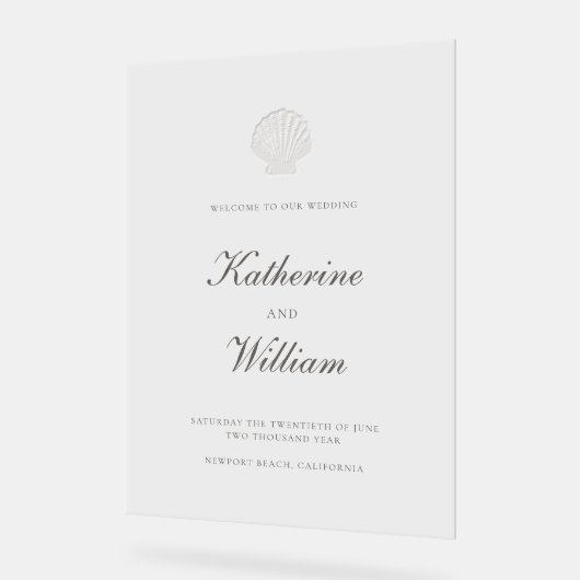 Feierliche Hochzeit bei der Muschel Nautic Coastal Acrylschild (Winkel)