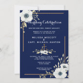 Feierliche Hochzeit der weißen Marinemone Einladung (Vorderseite)