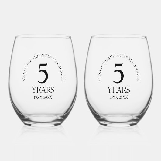 Feierliche Hochzeit des 5. Weinglas Ohne Stiel (Vorderseite)