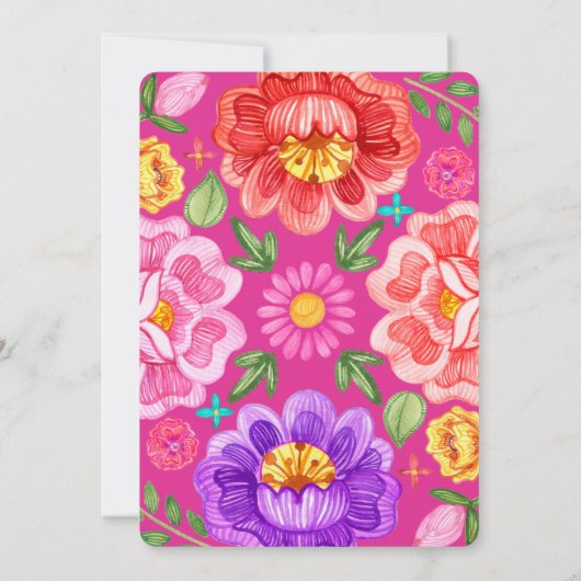 Feierliche Hochzeit Fiesta mexikanisches Blumenmus Einladung (Rückseite)