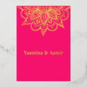 Feierliche Hochzeit im indischen Stil Folieneinladung (Vorderseite)