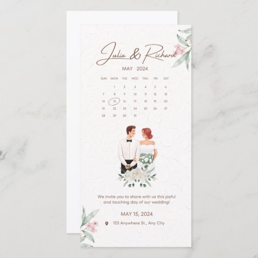 Feierliche Hochzeit in Beige und Grüner Flora (Vorne/Hinten)