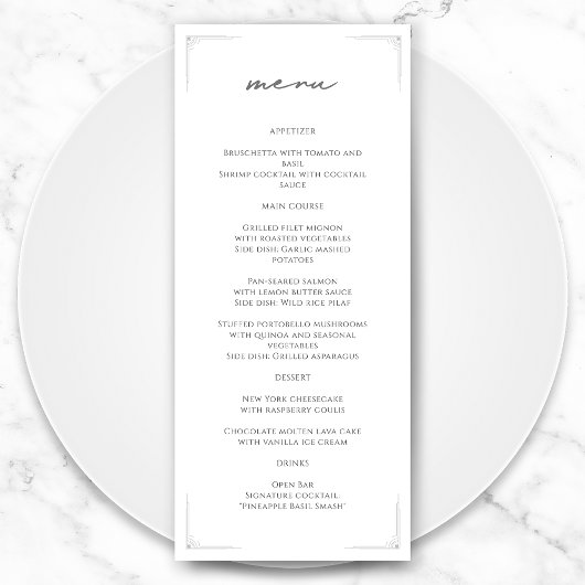 Feierliche Hochzeit in Schwarz und Weiß Programm