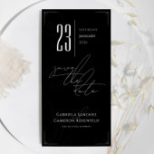 Feierliche Hochzeit in Schwarz und Weiß Save The Date