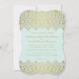 Feierliche Hochzeit lädt Vintage Goldene Spitze El Einladung