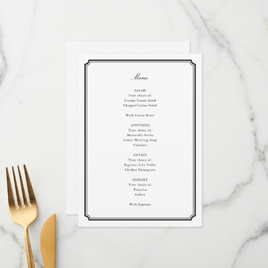 Feierliche Hochzeit Menükarte (Vorderseite/Rückseite Beispiel)