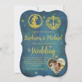 Feierliche Hochzeit mit Ihrem Zodiac-Zeichen-Foto Einladung (Vorderseite)