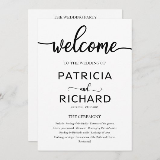 Feierliche Hochzeit - Reihenfolge des Serviceprogr Programm (Vorne/Hinten)