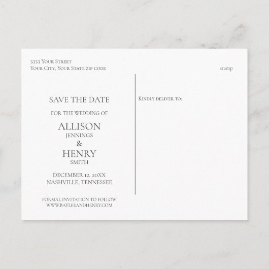 Feierliche Hochzeit verändern die Ankündigung (Rückseite)