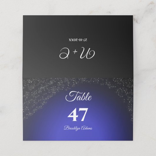 Feierliche Hochzeit Vollmond & Sterne Mitternacht Platzkarte (Außenseite Aufgefaltet)