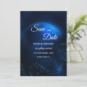 Feierliche Hochzeit Vollmond & Sterne Mitternacht  Save The Date (Stehend Vorderseite)