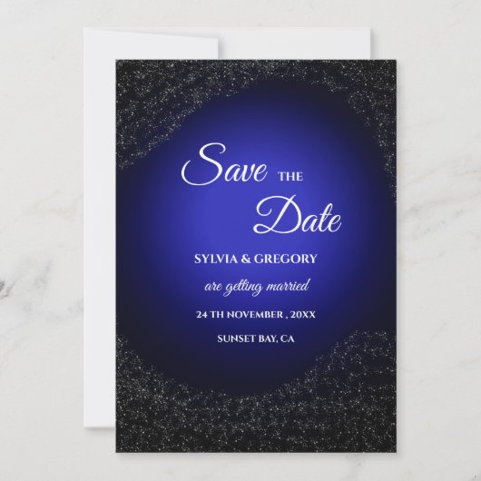Feierliche Hochzeit Vollmond & Sterne Mitternacht  Save The Date (Vorderseite)