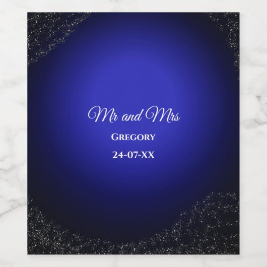 Feierliche Hochzeit Vollmond & Sterne Mitternacht Weinetikett (Einzelnes Label)