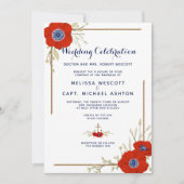 Feierliche Hochzeit von Anemonen in Rot, Weiß und  Einladung (Vorderseite)