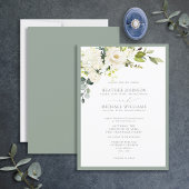 Feierliche Hochzeit von White Grey Green Floral Einladung