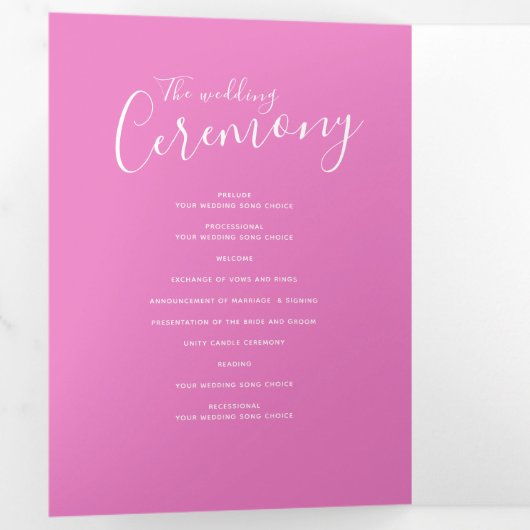 Feierliche Hochzeitseröffnungsfeier Rosa Programm (Innen Erste Seite)