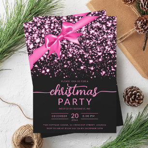 Feierliche Hot Pink Winter Shiny Star Company Xmas Einladung
