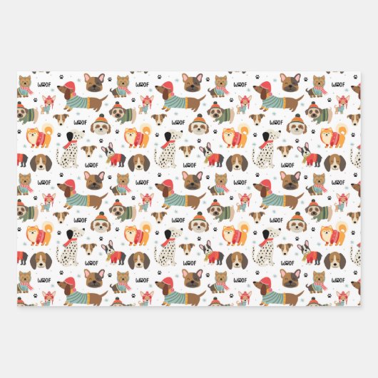 Feierliche Hunde im Urlaubsmuster Sweaters Geschenkpapier Set (Vorderseite 2)