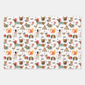 Feierliche Hunde im Urlaubsmuster Sweaters Geschenkpapier Set (Vorderseite)