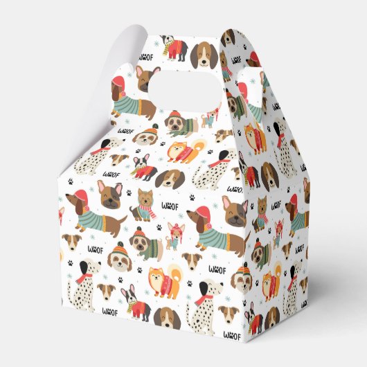 Feierliche Hunde im Urlaubsmuster Sweaters Geschenkschachtel (Rückseite)