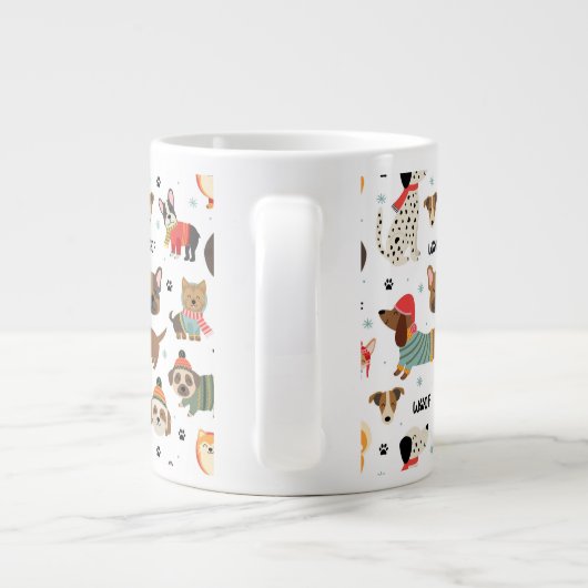 Feierliche Hunde im Urlaubsmuster Sweaters Jumbo-Tasse (Rückseite)