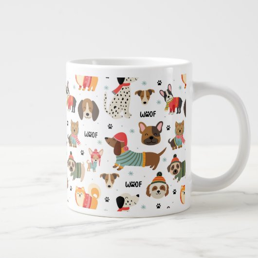 Feierliche Hunde im Urlaubsmuster Sweaters Jumbo-Tasse (Rechts)