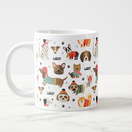 Feierliche Hunde im Urlaubsmuster Sweaters Jumbo-Tasse (Links)