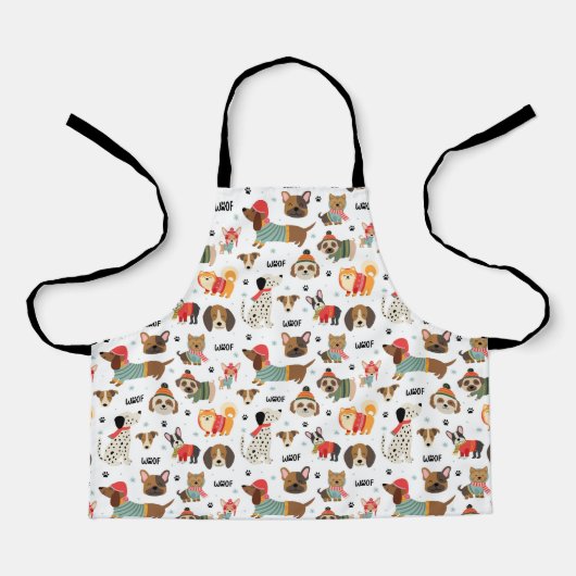 Feierliche Hunde im Urlaubsmuster Sweaters Schürze (Vorderseite)