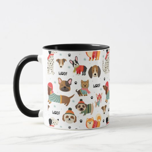 Feierliche Hunde im Urlaubsmuster Sweaters Tasse (Links)