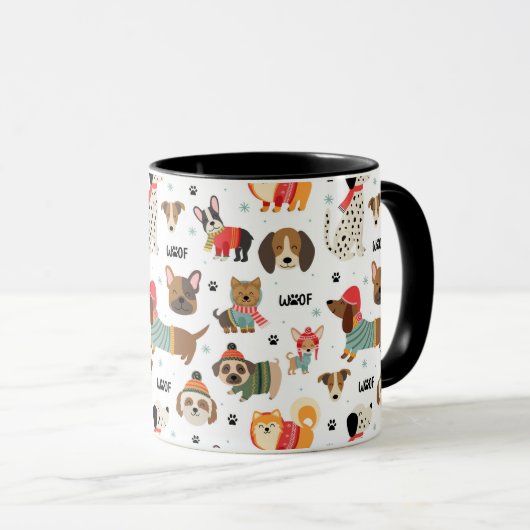 Feierliche Hunde im Urlaubsmuster Sweaters Tasse (VorderseiteRechts)