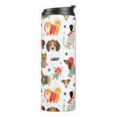 Feierliche Hunde im Urlaubsmuster Sweaters Thermosbecher (Nach links gedreht)