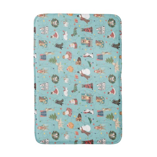 Feierliche Hunde in Weihnachten Sweaters Pattern Badematte (Vorderseite Vertikal)