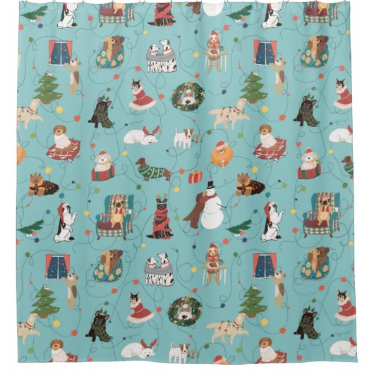 Feierliche Hunde in Weihnachten Sweaters Pattern Duschvorhang (Vorderseite)