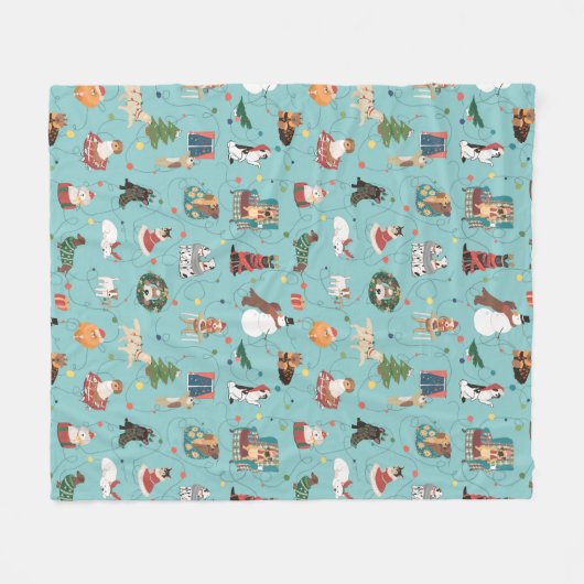 Feierliche Hunde in Weihnachten Sweaters Pattern Fleecedecke (Vorderseite (Horizontal))