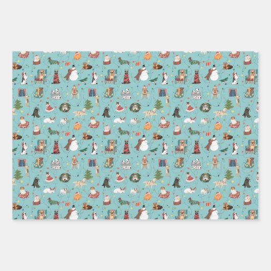 Feierliche Hunde in Weihnachten Sweaters Pattern Geschenkpapier Set (Vorderseite 2)