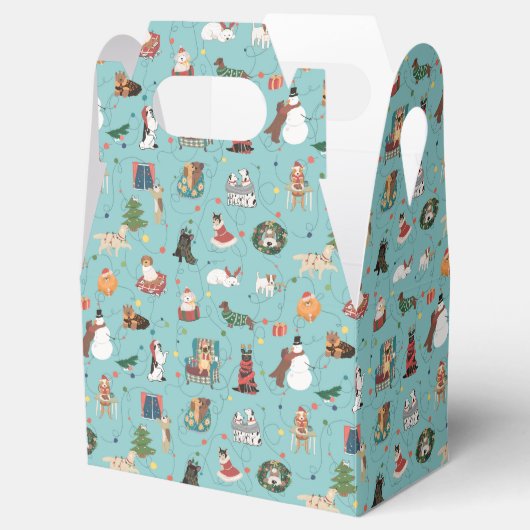 Feierliche Hunde in Weihnachten Sweaters Pattern Geschenkschachtel (Geöffnet)