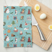 Feierliche Hunde in Weihnachten Sweaters Pattern Geschirrtuch (Viertel Falte)