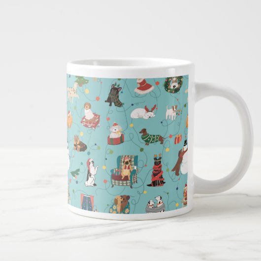 Feierliche Hunde in Weihnachten Sweaters Pattern Jumbo-Tasse (Rechts)