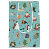 Feierliche Hunde in Weihnachten Sweaters Pattern Mittlere Geschenktüte (Rückseite)