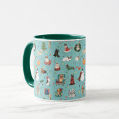 Feierliche Hunde in Weihnachten Sweaters Pattern Tasse (Vorderseite Links)