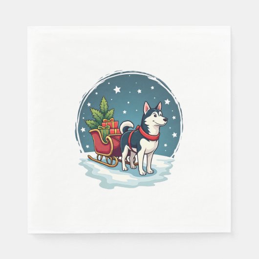 Feierliche Husky-Reise Serviette (Vorderseite)