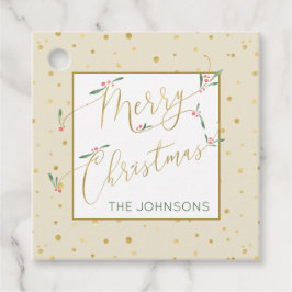 Feierliche Ivory & Gold Typografie Frohe Weihnacht Geschenkanhänger