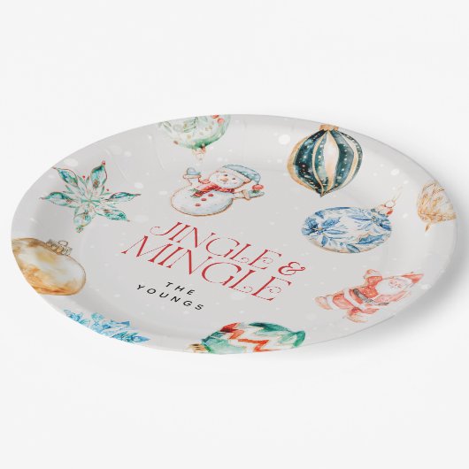 Feierliche Jingle & Mingle Weihnachten Pappteller (Schrägansicht)