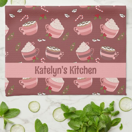 Feierliche Kakao-Tasse Muster Ferienwohnung Küche Geschirrtuch (Gefaltet)